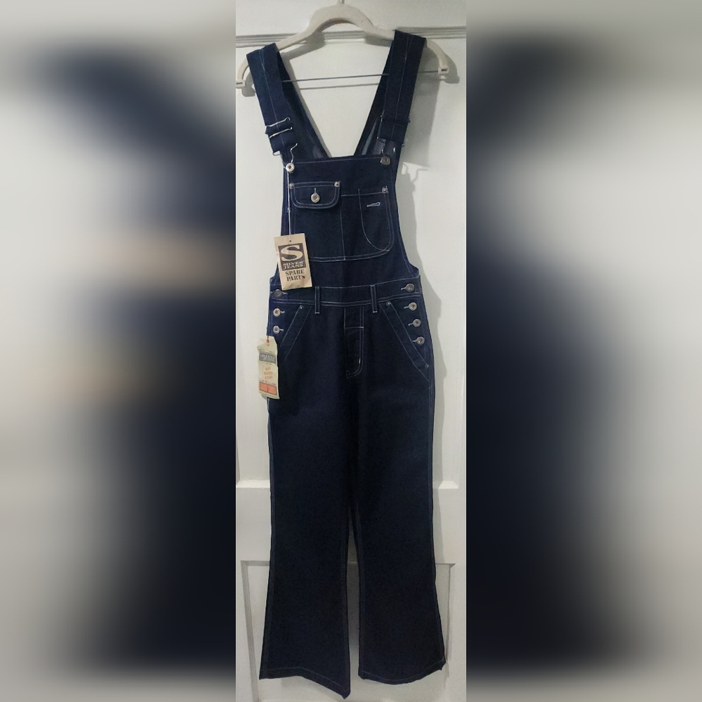 ✨💙NWT Vintage Silver Jeans Co Trainmaster Denim Overalls Raw Rinsed Size XS/25